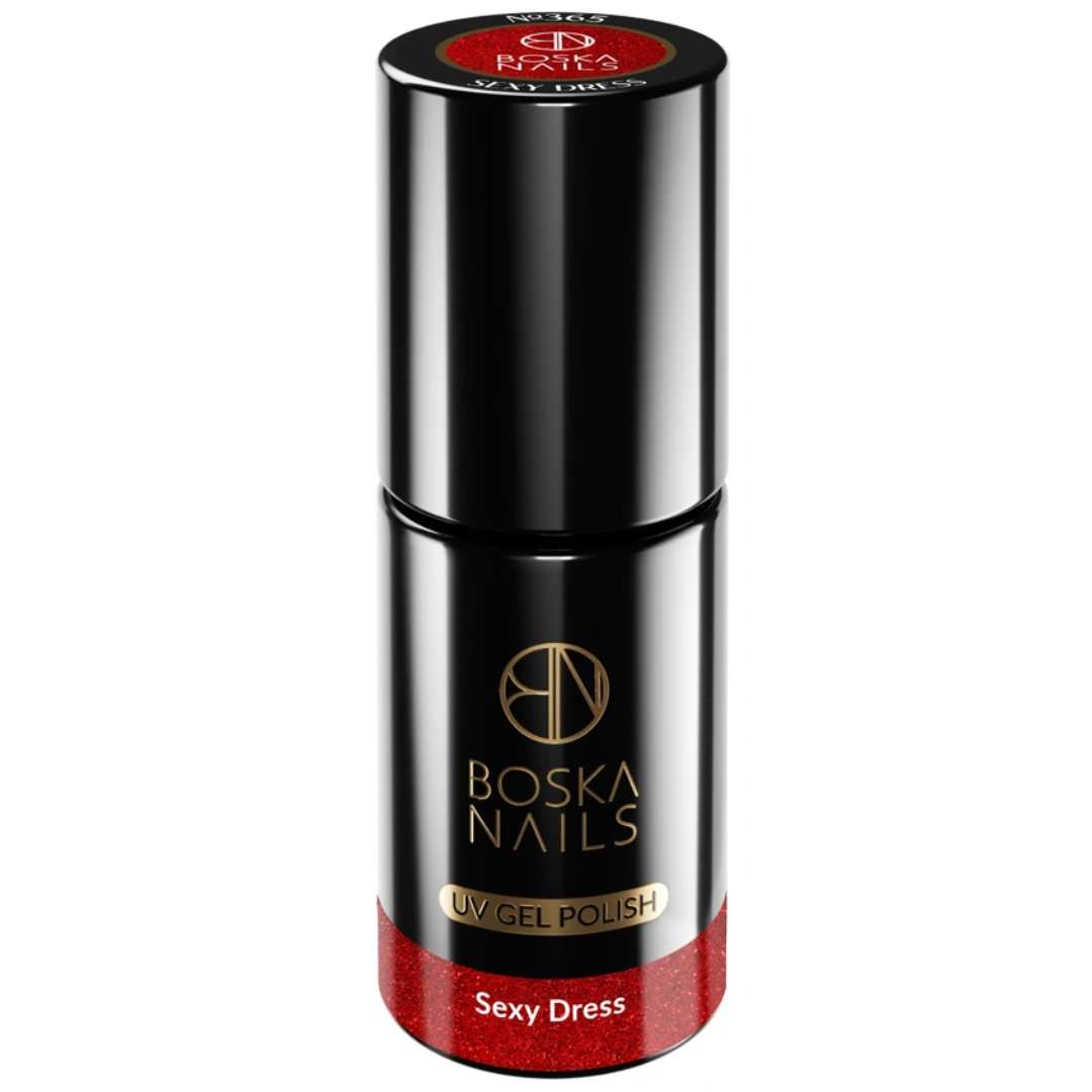 Boska Nails Hybrid Nagellack 365 Sexy Dress roter Glitzer 6ml
