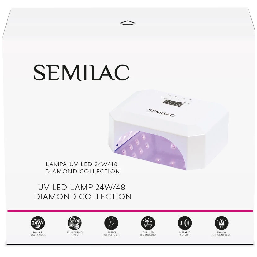 SEMILAC Set UV LED Nagellampe 24/48 für Gel Hybride 24w 48w Diamond Collection + Yokaba 2x Noble Hybrid Lack