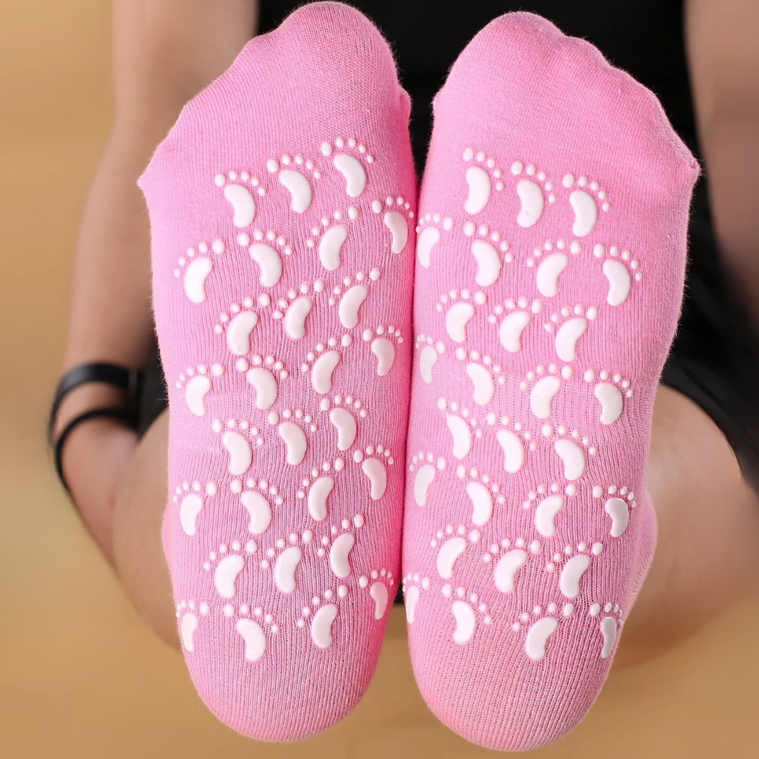 Silcare Feuchtigkeitsspendende Socken wiederverwendbare Anti-Rutsch-Socken für Füße