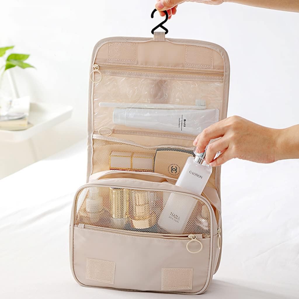 Damen Reise Kosmetiktasche hängend beige creme Flugzeug Organizer