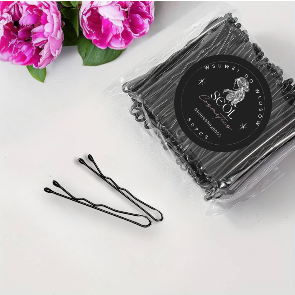 Haarnadeln für Friseure 50er Set für Hochsteckfrisuren, Dutts, schwarz SEOL