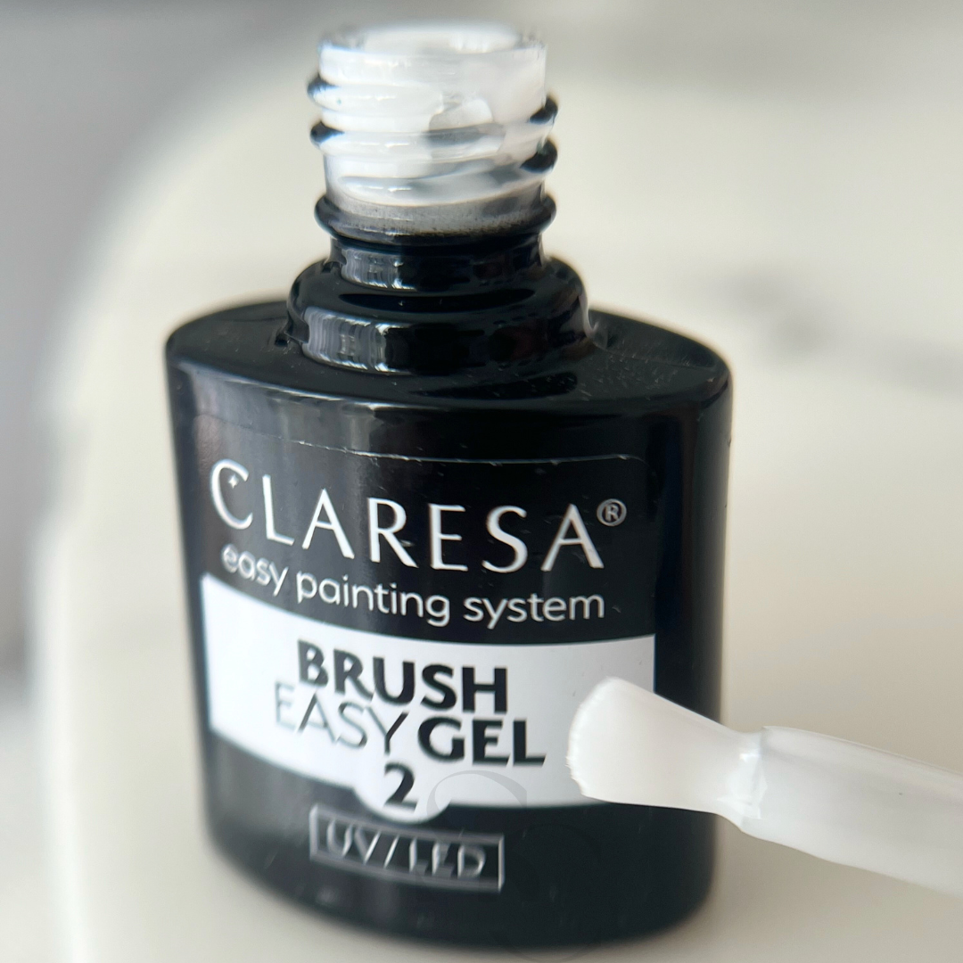 Claresa Nagelgel in der Flasche, Pinsel, Easy Gel 2, UV/LED, milchig, 5 g