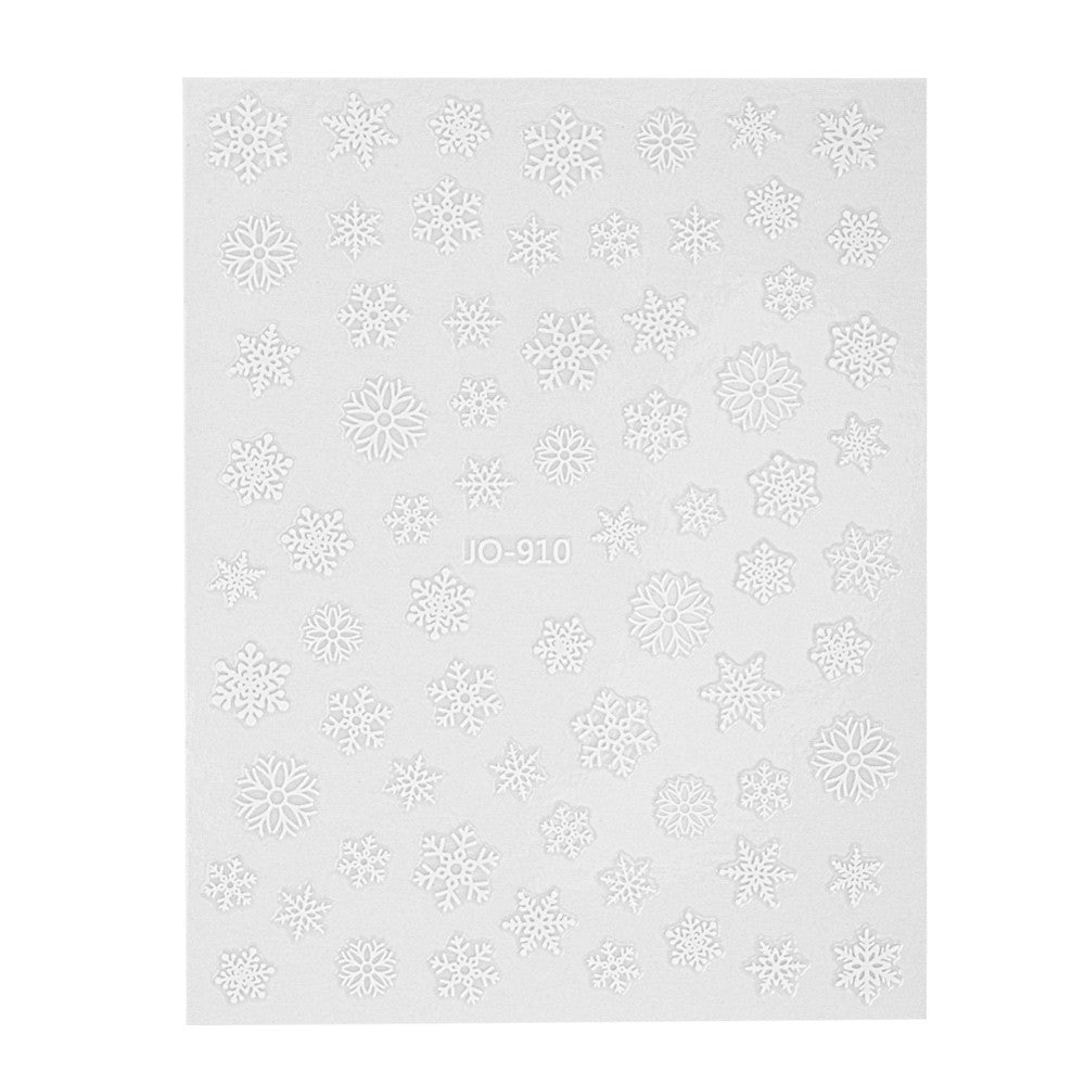 Weihnachtliche Nagelsticker JO-910 weiße Schneeflocken dünn selbstklebend