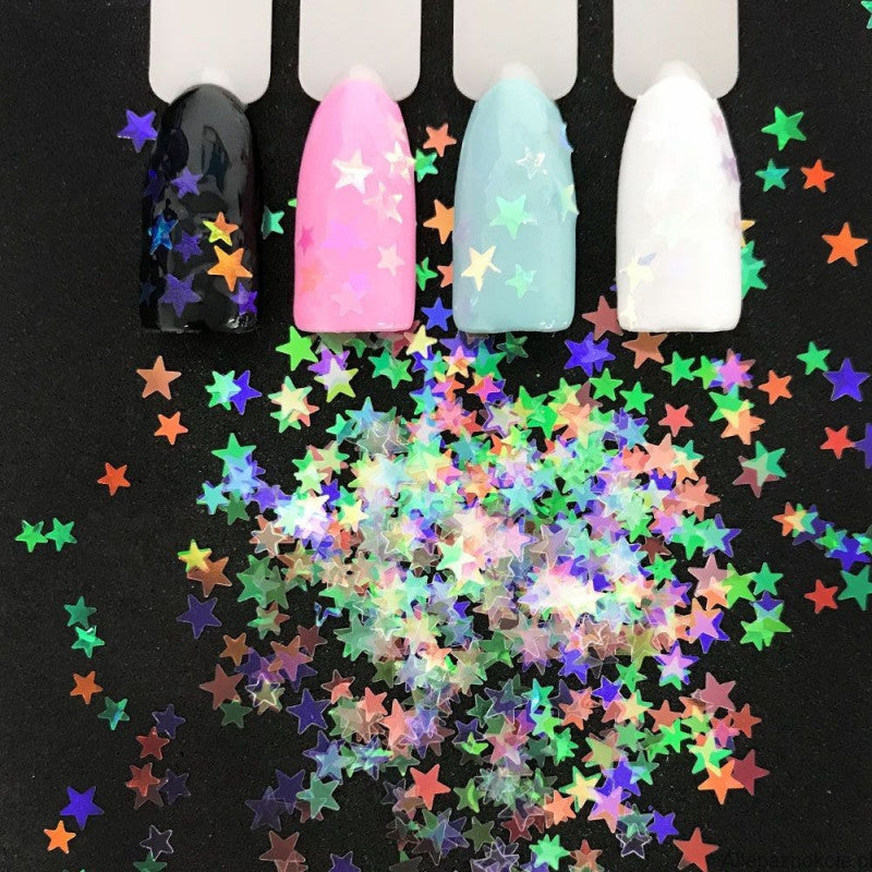 Nagelstaub MAGIC GEM 10 HOLO Fluo Sterne zum Einbetten in Gel