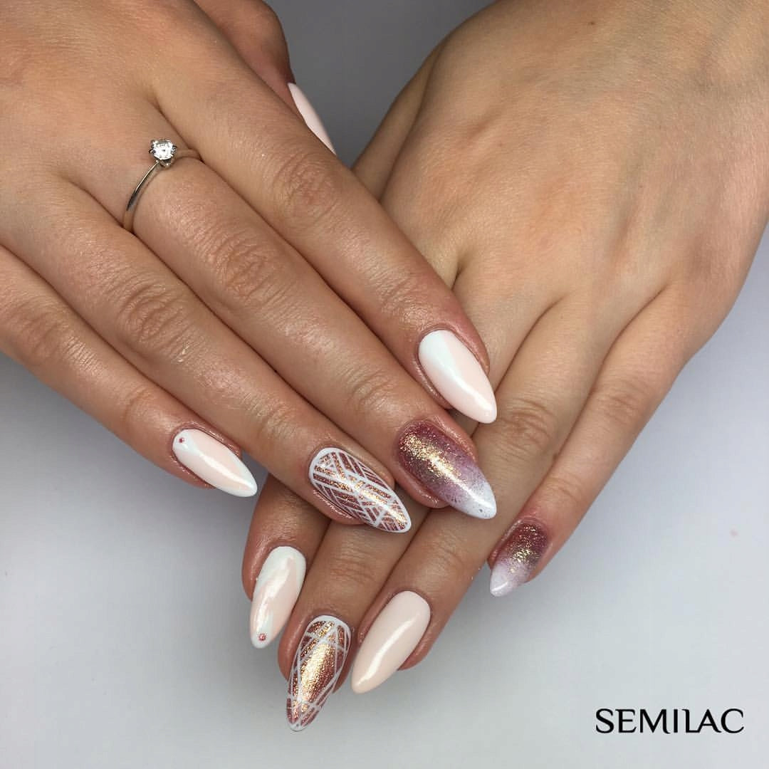 SEMILAC 094 Pink Gold Hybrid-Nagellack, Roségold, 7 ml
