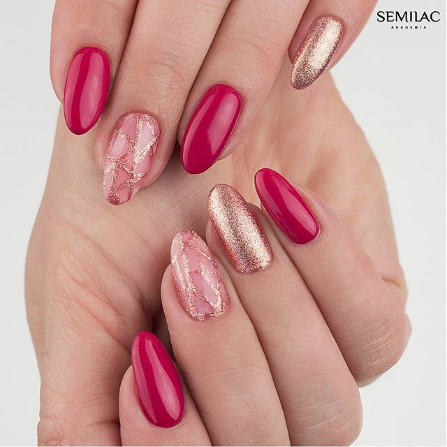 SEMILAC 066 Glänzender Cranberry-UV-LED-Hybrid-Nagellack, 7 ml