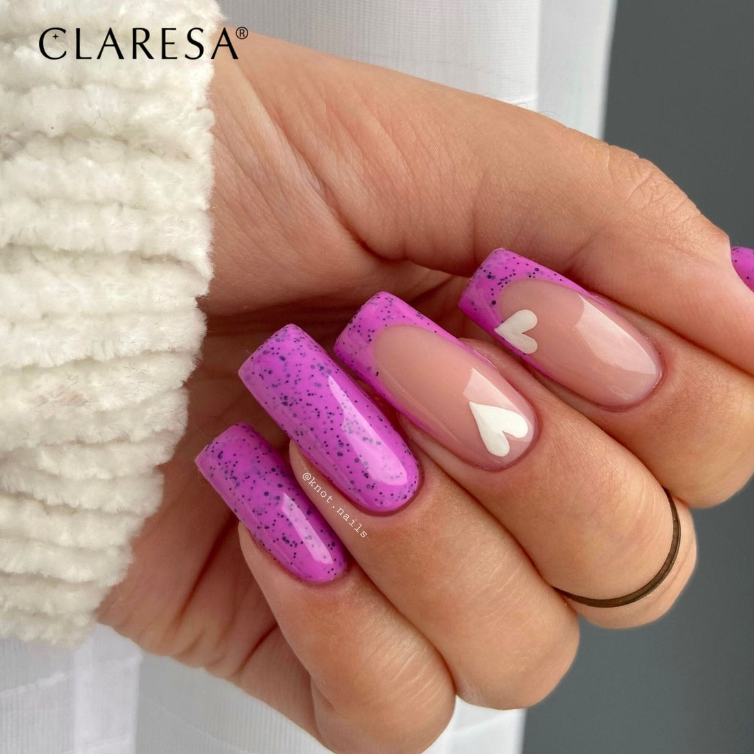 Claresa Hybrid Nagellack FESTIVAL VIBES 4 lila mit schwarzem Glitzer