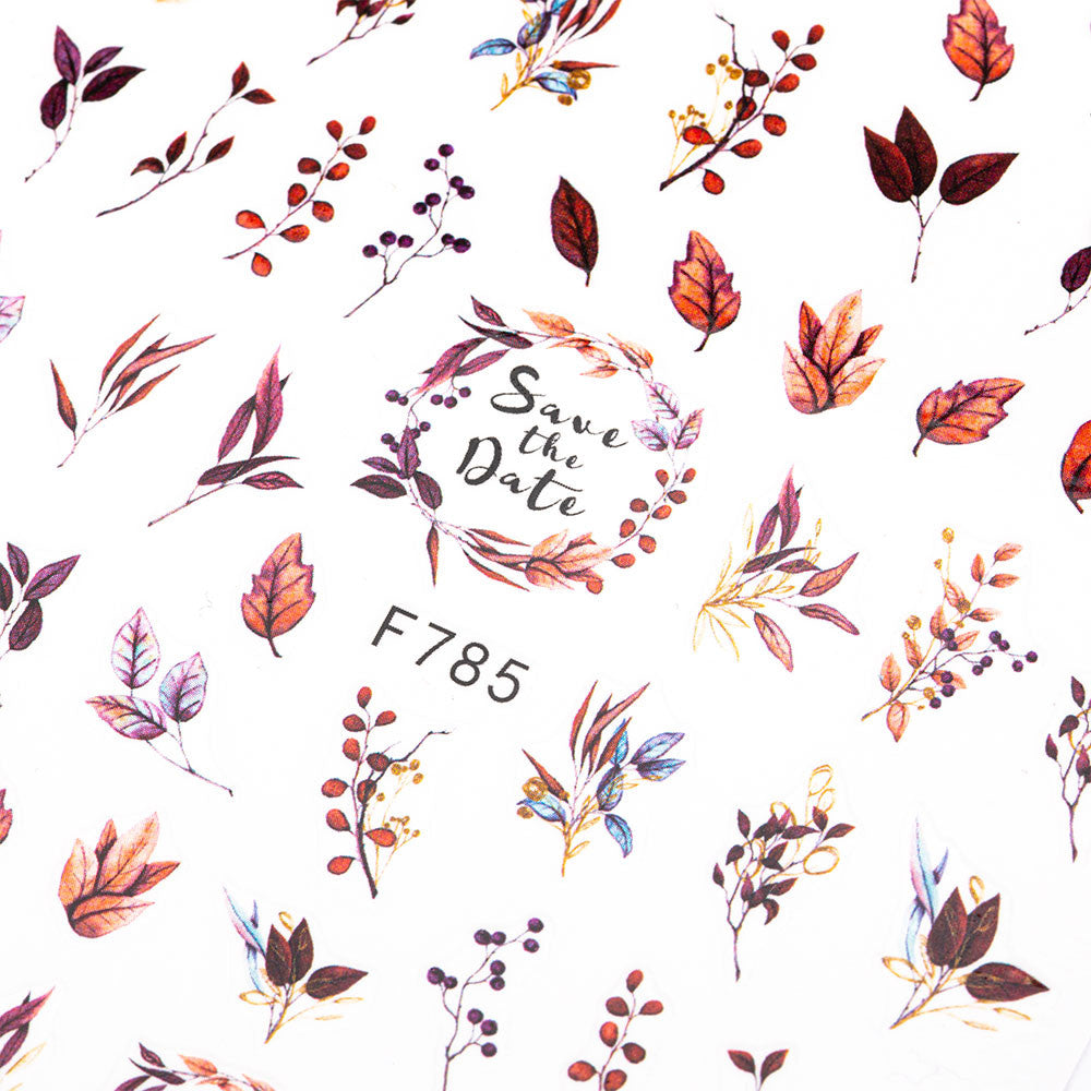 Nagelsticker selbstklebend F785 Blumen Herbstblätter