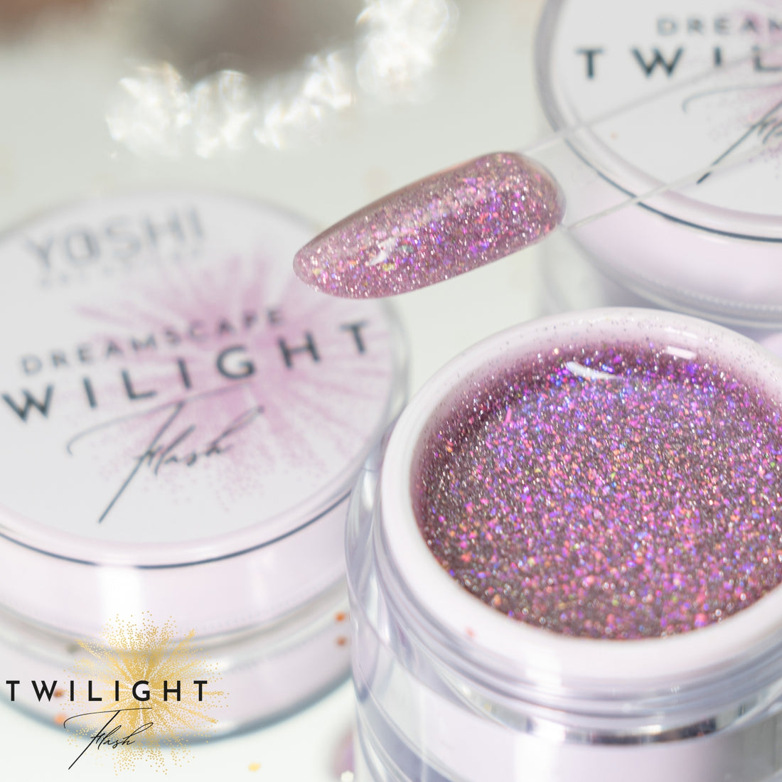 Yoshi Twilight Dreamscape Builder Gel-Nagellack, 15 ml, Builder-Gel, Glitzer
