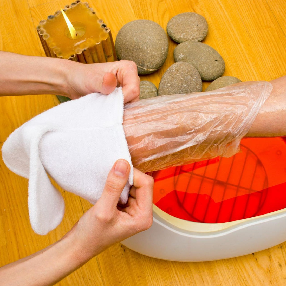 Frotteesocken mit Gummizug für Paraffinmaskencreme 2 Stück rosa Paar