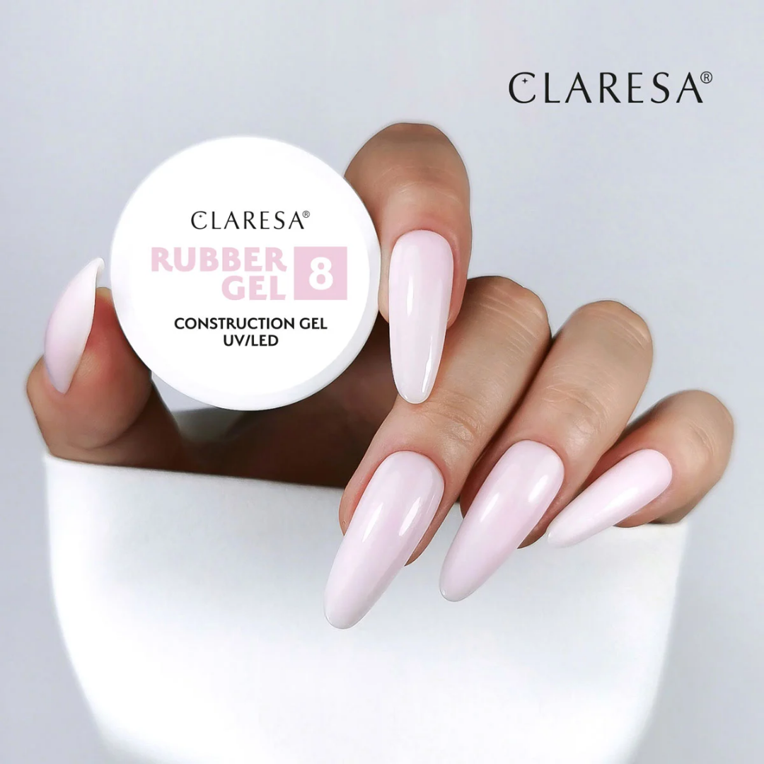 Claresa Rubber Gel 8 Aufbaugel Dickflüssiges Gel zum Aufbau von Nägeln 45g
