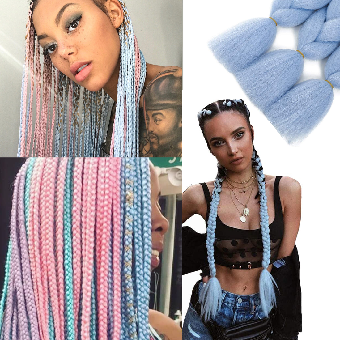 Kunsthaar für Zöpfe A33 blaue Zöpfe Boxer Braids