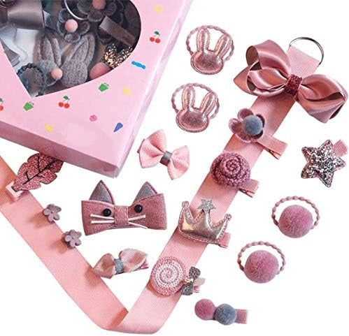 Haarspangen Set für Mädchen ROSA 18tlg Haarbänder Deko für Kinder