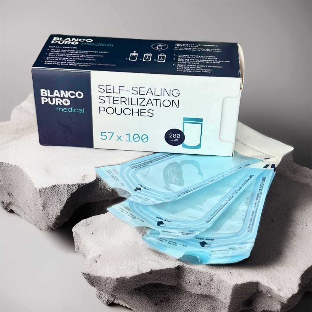 Autoklav-Sterilisationsbeutel 57x100mm 200er-Pack selbstklebend Blanco Puro