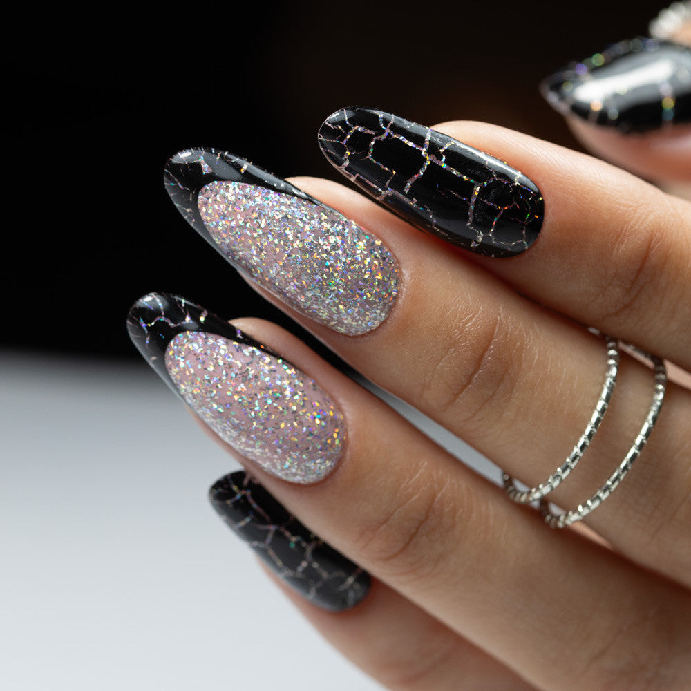 MollyNails Crackle Gel schwarzer Hybrid-Nagellack Nr.158 Cracking-Effekt 8g