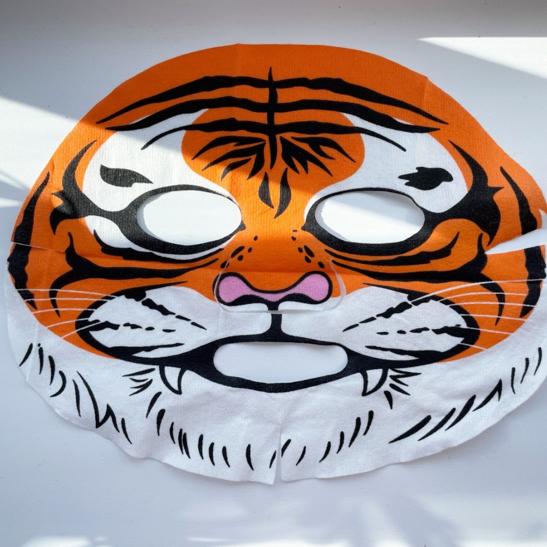 Set aus Gesichtsmaske + Kosmetik-Stirnband Tiger-Set Maske Mond'Sub