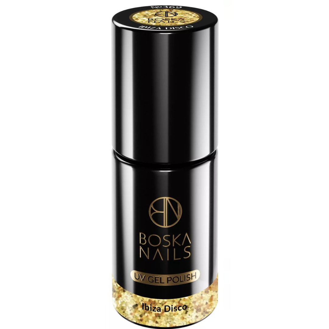 Boska Nails Hybrid-Nagellack 369 Ibiza Disco Gold Glitter, 6 ml