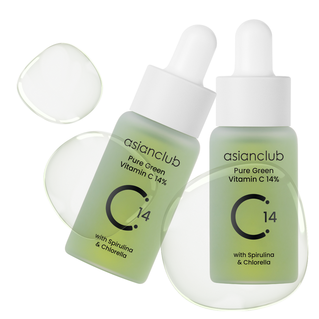 AsianClub Vitamin-Gesichtsserum Reines grünes Vitamin C 14 % Spirulina