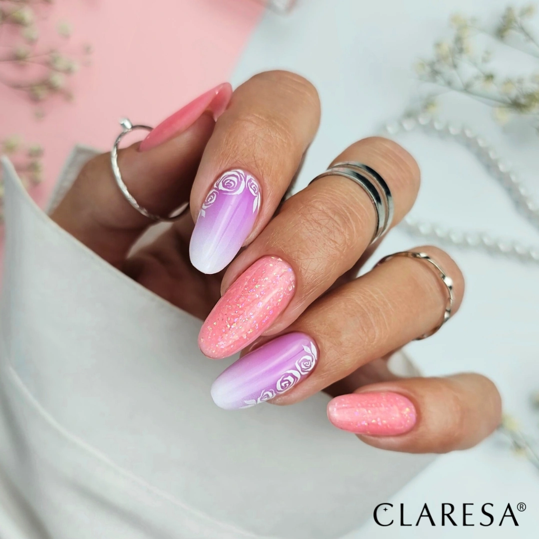 Claresa Gel in einer Flasche Nagelbürste Easy Gel mit Glitzer-Pfirsichpinsel