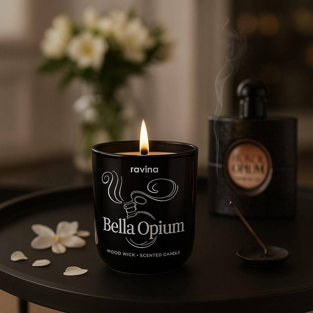 Ravina Soja-Duftkerze, 175 g, Holzdocht, Bella Opium