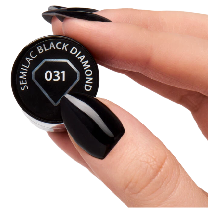SEMILAC 031 Black Diamond UV-LED-Hybrid-Nagellack, Schwarz, 7 ml