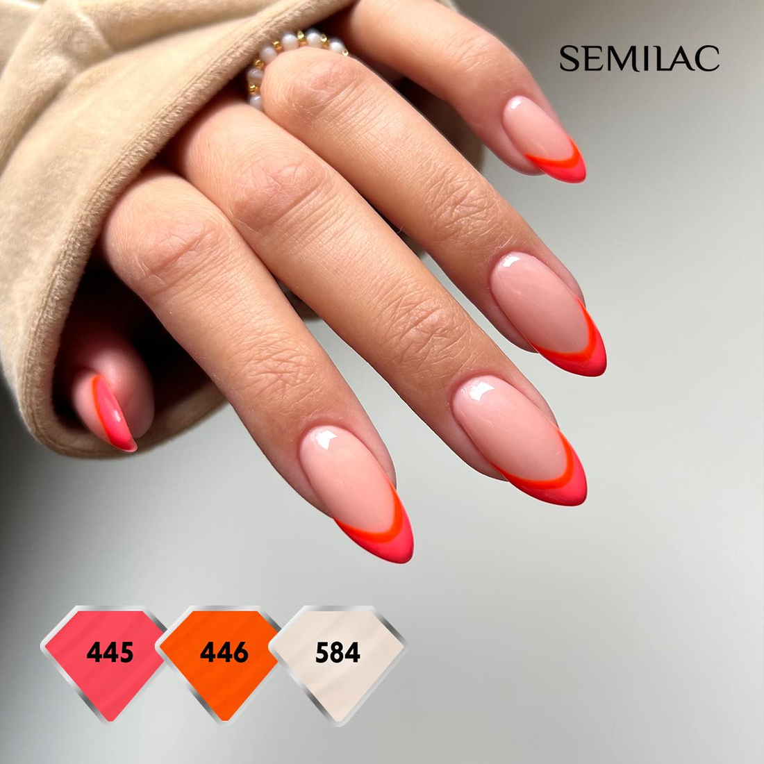 SEMILAC 445 Tropical Flamingo Hybrid-Nagellack, 7 ml, Neonpink
