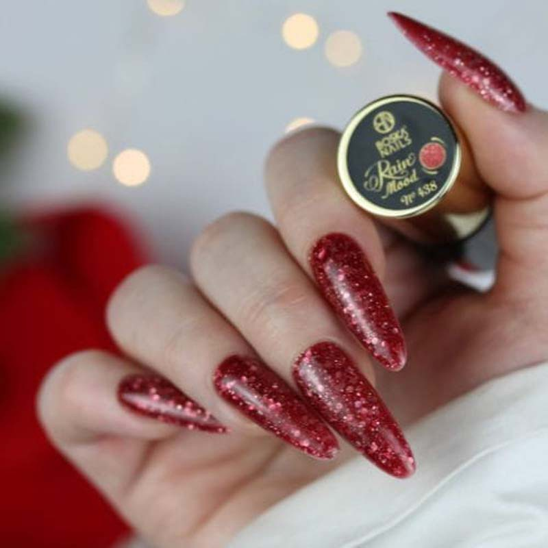 Boska Nails Hybrid-Nagellack 438 Mood Rain Red Glitter, 6 ml