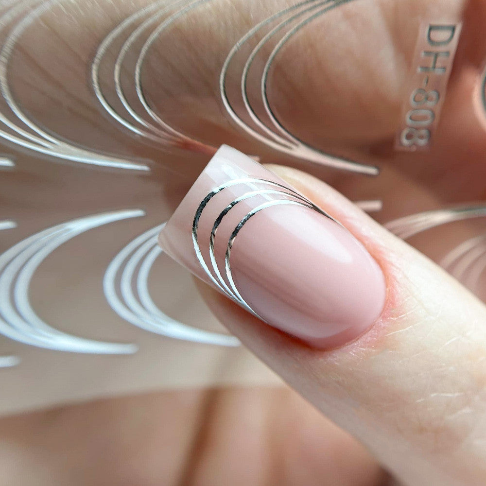 Selbstklebende Nagelsticker French Smile Line silber DH-808