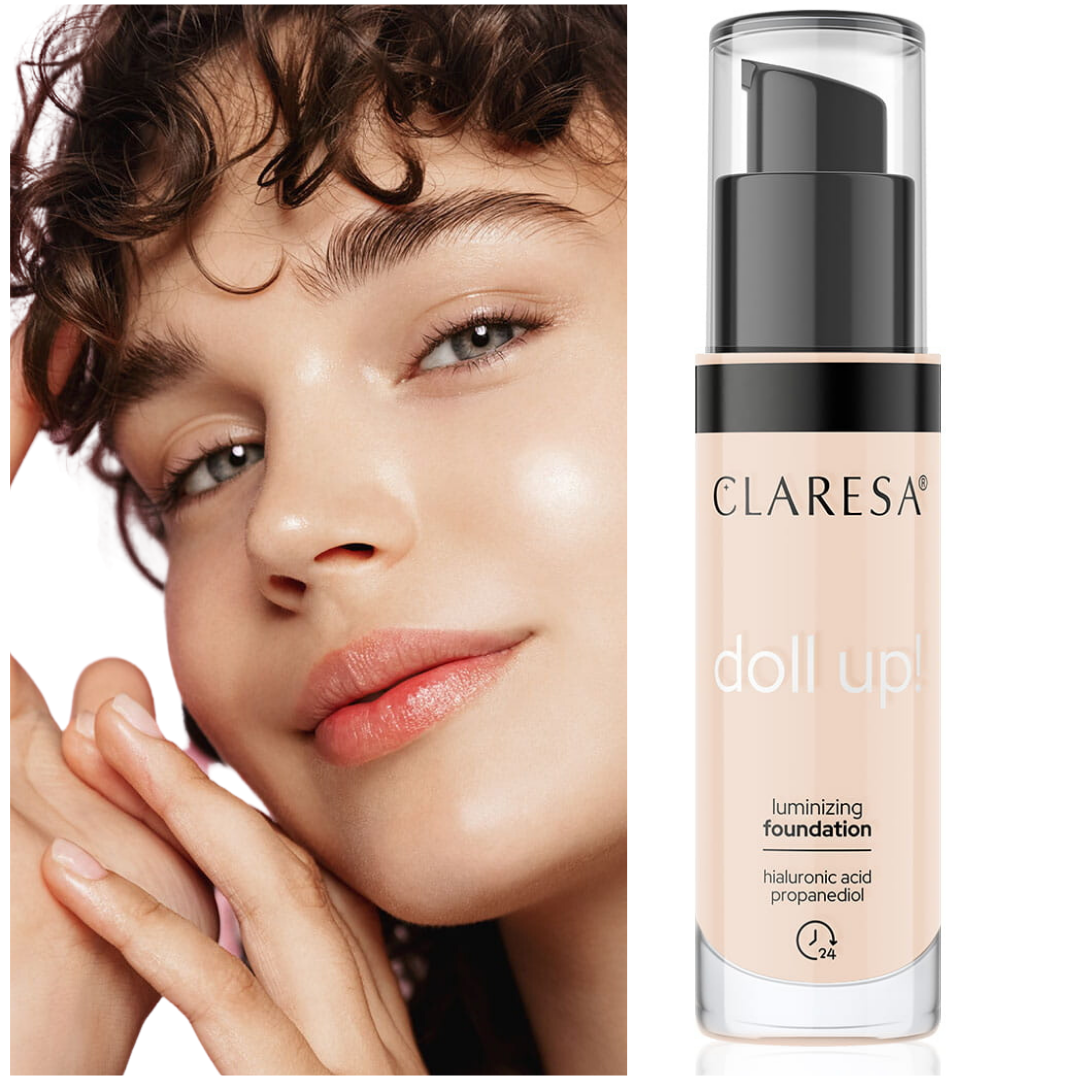 Claresa Illuminating Foundation für das Gesicht Doll up 03 Light Medium Hyaluronsäure