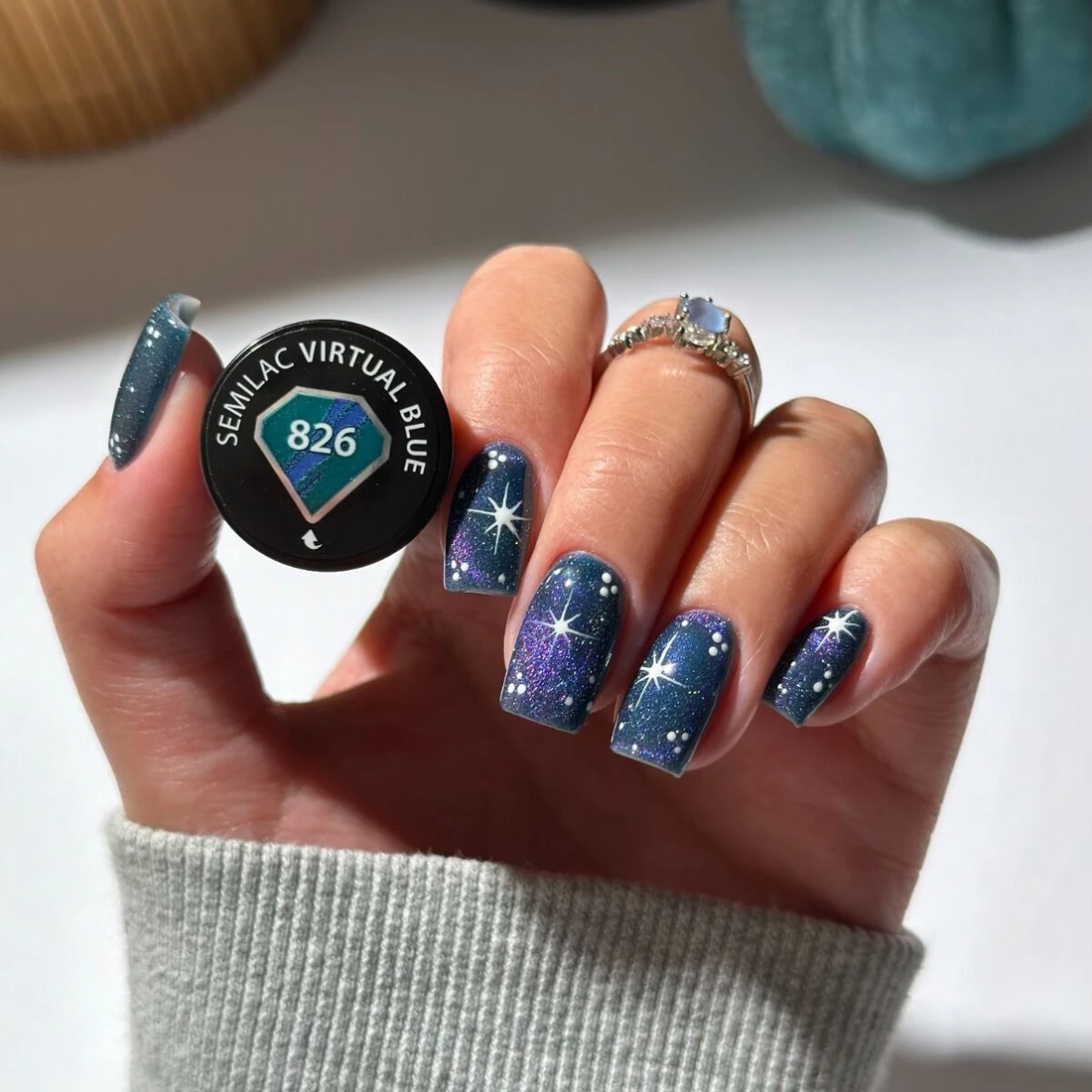 SEMILAC 826 Virtual Blue Galaxy Flash Magnetischer Hybrid-Nagellack