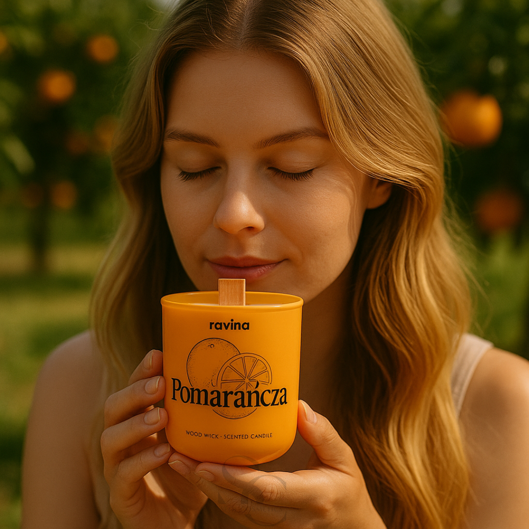 Ravina Soja-Duftkerze, 175 g, Holzdocht, Orange