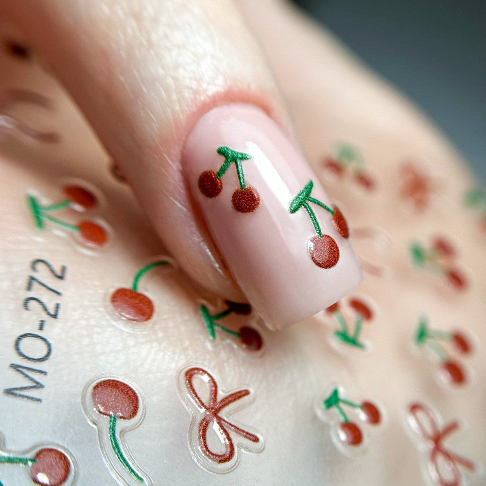 Selbstklebende Nagelsticker 5D Kirschfrüchte MO-272