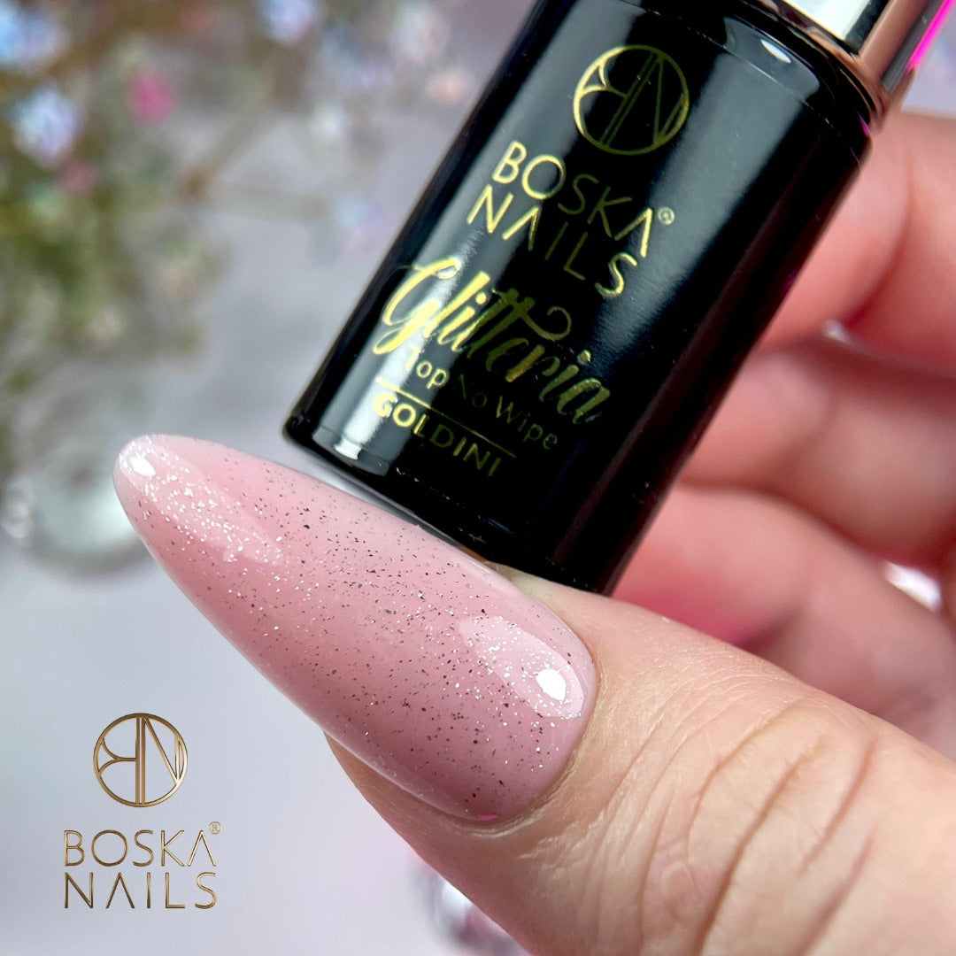 Boska Nails Top No Wipe Glitteria Goldini Hybrid-Nagellack 6ml