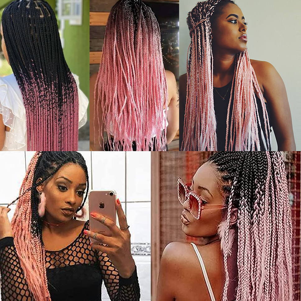 Kunsthaar für Zöpfe B6 Ombre Pink Braids Boxer Braids