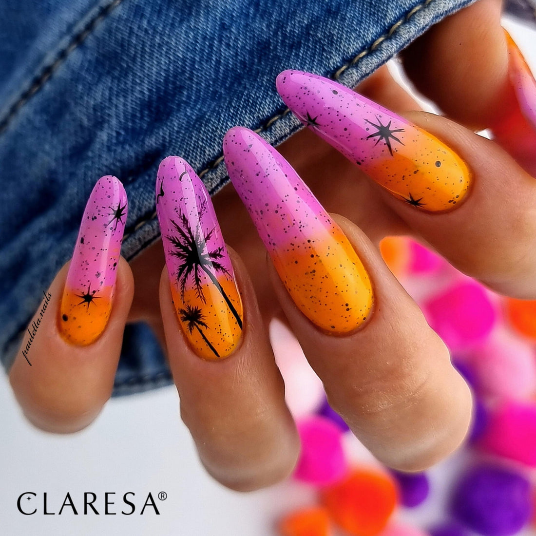 Claresa Hybrid Nagellack FESTIVAL VIBES 3 pink mit schwarzem Glitzer