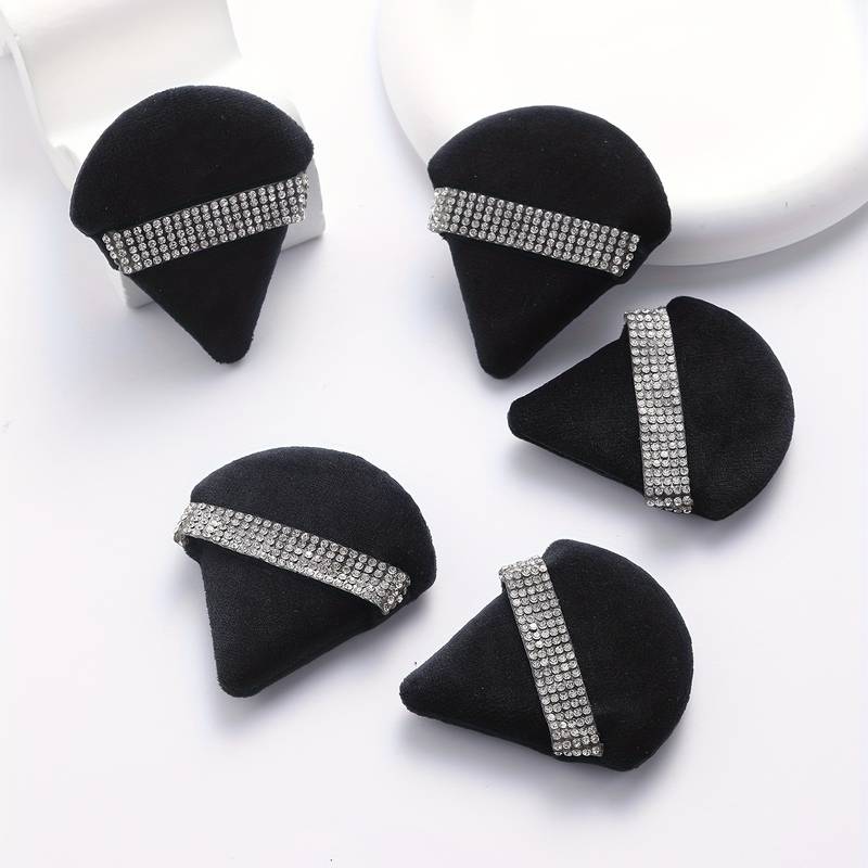 5x Set Mini Puderquaste Make-Up Schwarz Strass Seol Kosmetik Schwämme