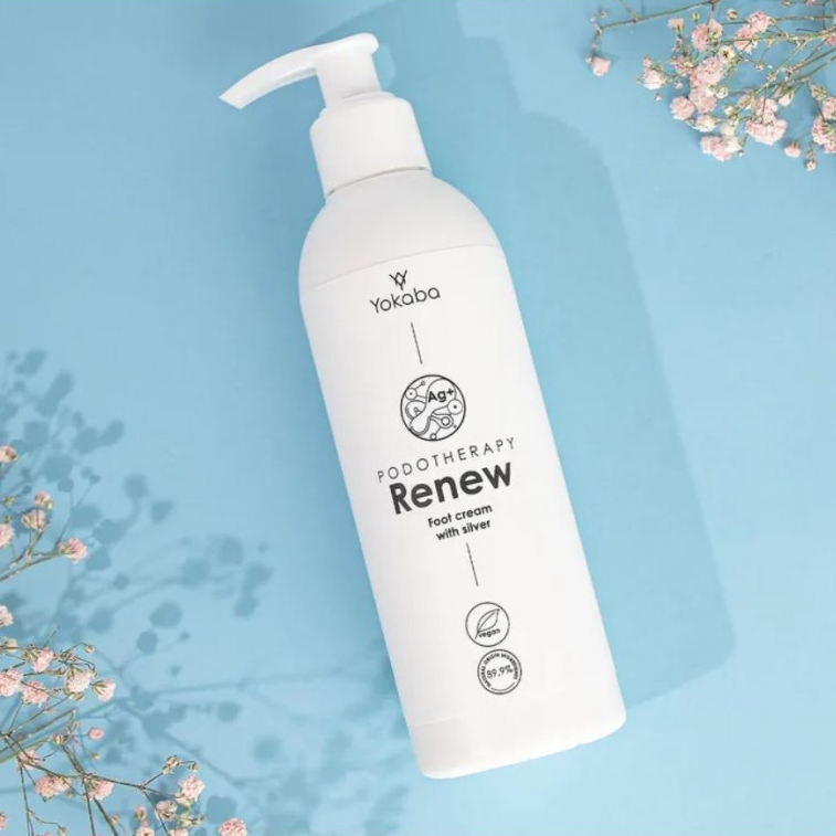 Yokaba Renew Podotherapie-Fußcreme, 250 ml, Silberionenbalsam für die Füße