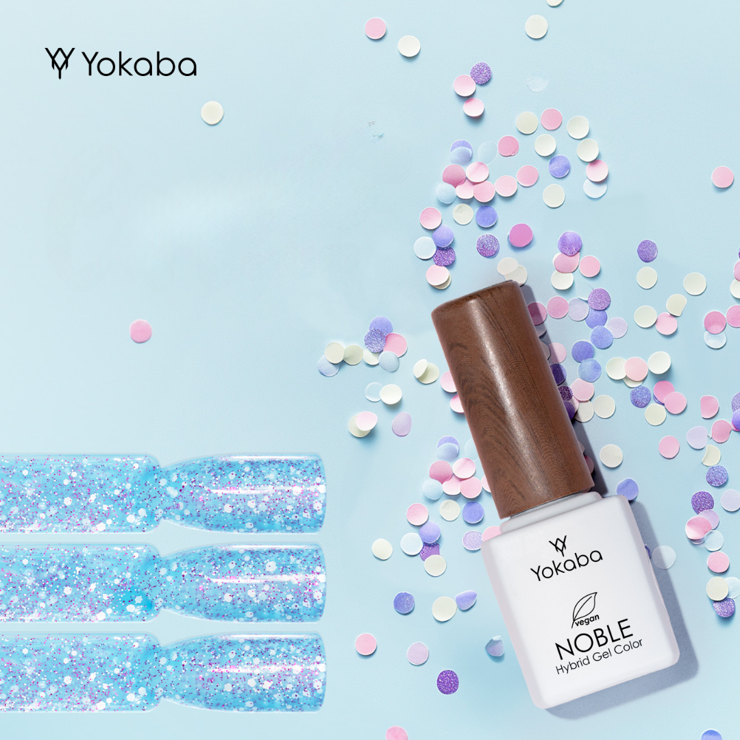 Yokaba Hybrid-Nagellack Noble 104 Blue Confetti 7ml Vegan