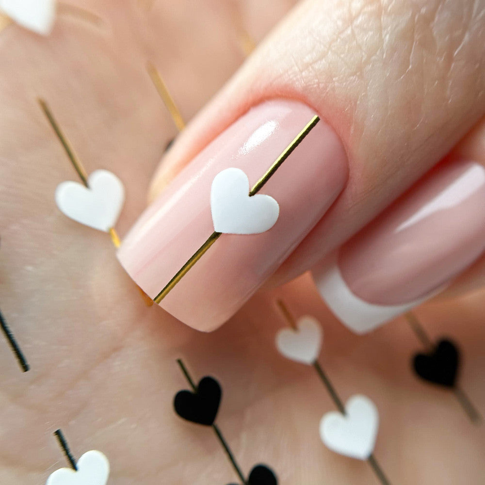 Nagelsticker selbstklebend Herzen SWA75 gold weiß schwarz