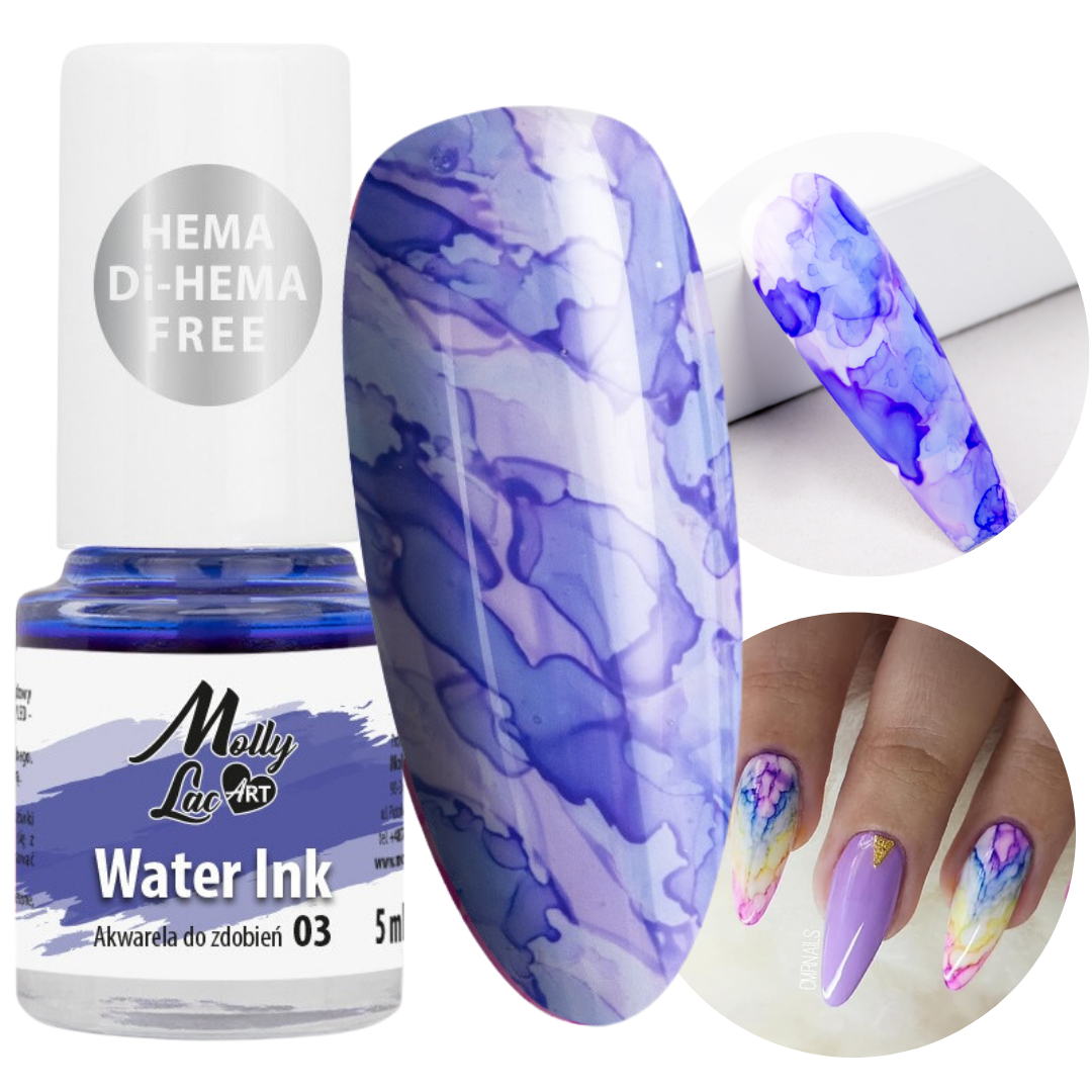 Molly Lac Water Ink Nail Art Aquarell Nr. 3 Hema-freies Lila für Marmor