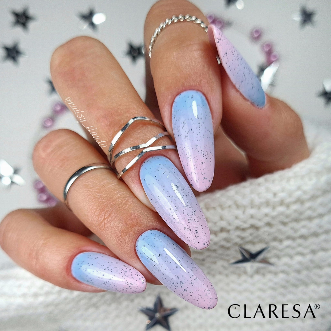 Claresa Hybrid Nagellack MARSHMALLOW 11 mit schwarzen Punkten