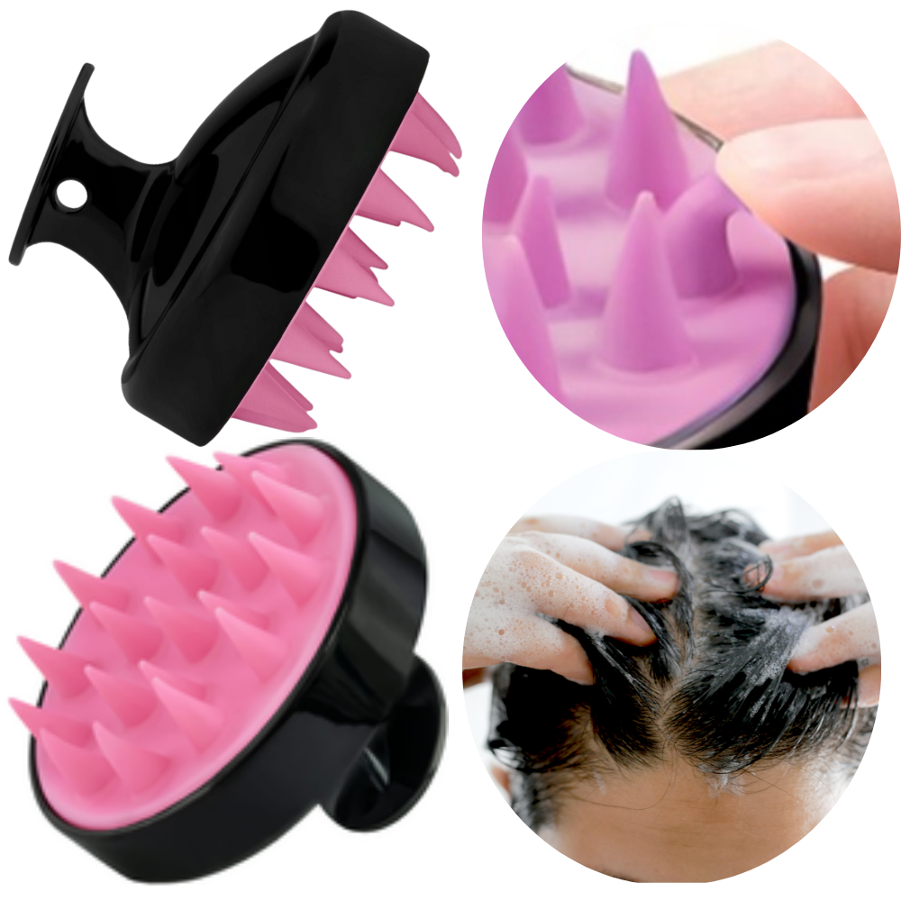 Bürstenmassagegerät Peeling Waschkopf Schwarz Rosa Silikon für Haare