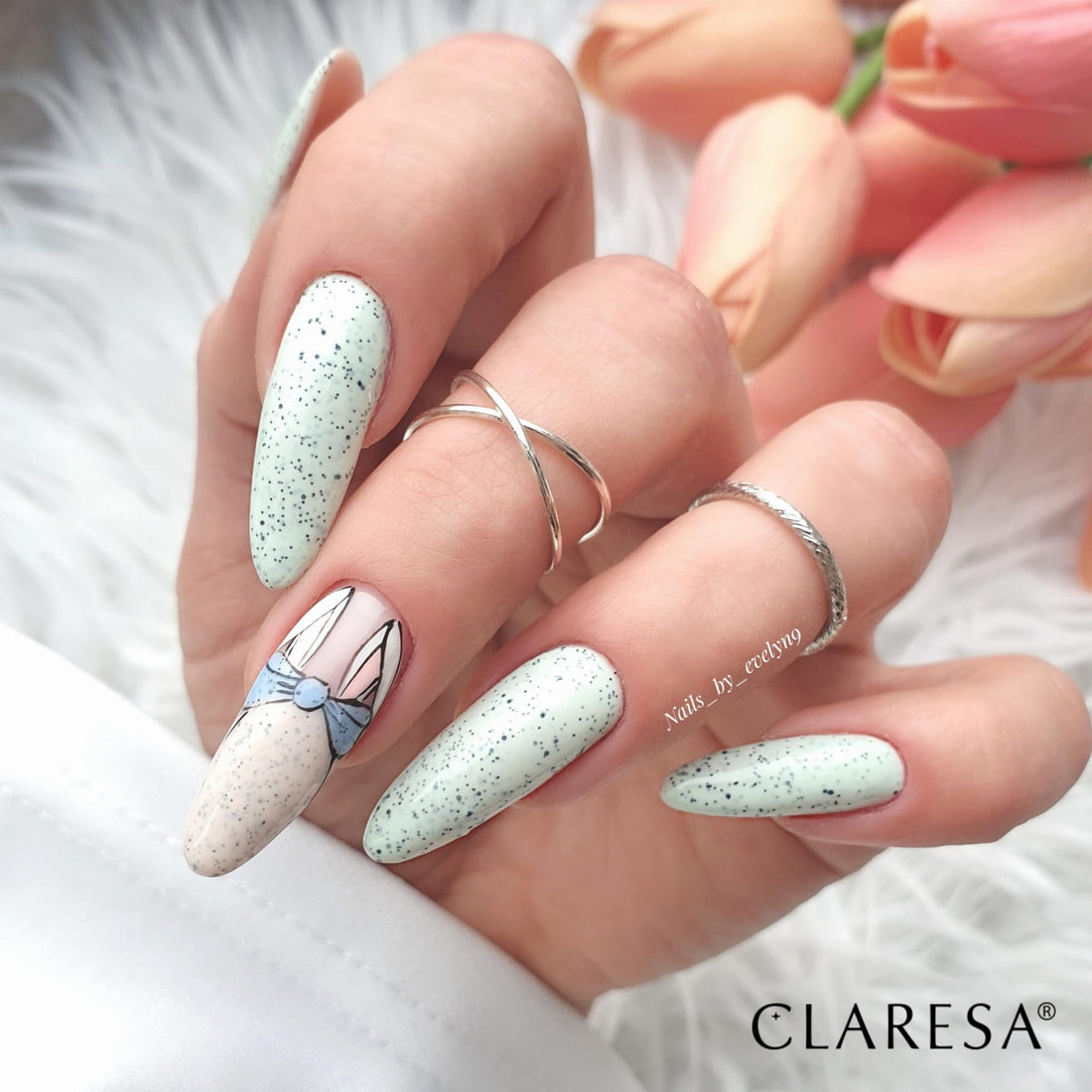 Claresa Hybrid Nagellack MARSHMALLOW 13 beige schwarze Punkte