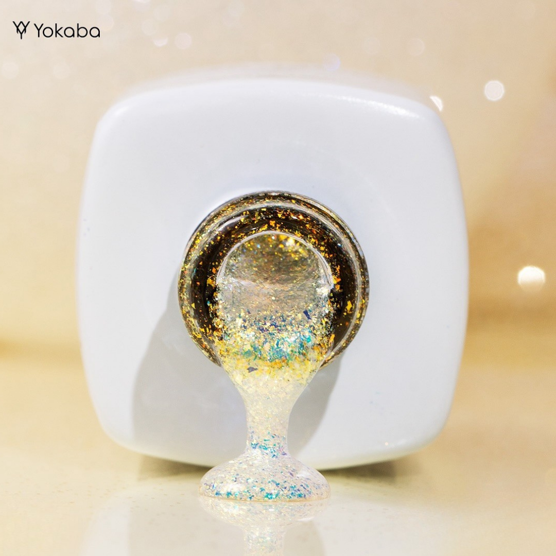 Yokaba INCEPTION 15 Gold Shimmer Builder Nagelgel in einer Flasche, 30 ml