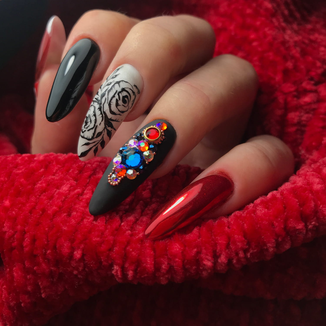GLASS RED Spiegeleffekt ROTER Nagelstaub