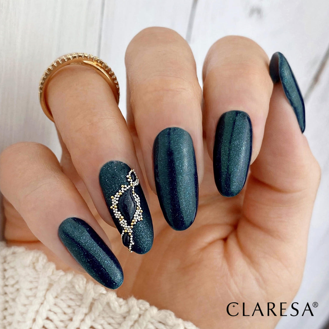 Claresa MAKE IT SHINE 2 Hybrid Nagellack, Marine mit Glitzer