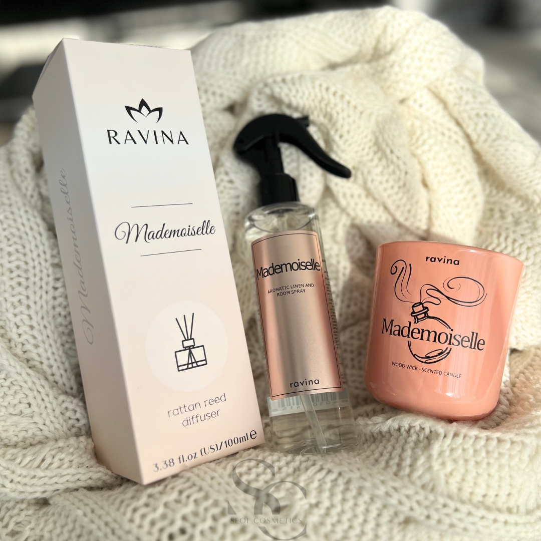 Ravina als Geschenk Sojakerze + Raumspray + Mademoiselle-Sticks