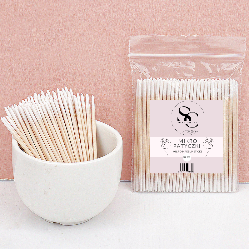 Micro Henna Sticks Holz mit Baumwolle SEOL 100 Stück Make-up-Applikatoren