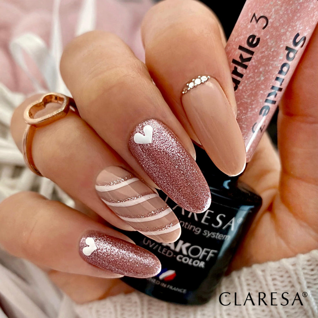 Claresa Hybrid Nagellack SPARKLE 3 rosa mit Glitzer