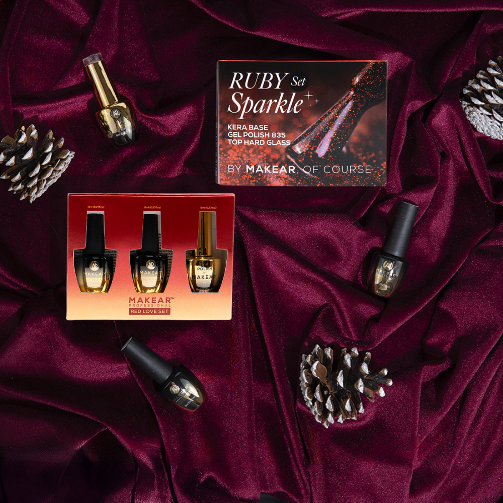 Makear Holiday Set Ruby Sparkle Set Gel-Nagellack + Basis + Top